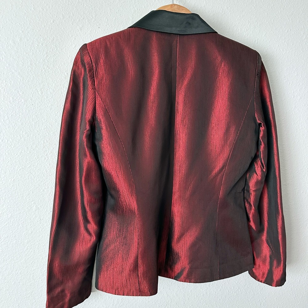 Vintage Nahdree Lifestyle Red Metallic Sateen Blazer Jacket Women's Size 10 - Picture 10 of 15
